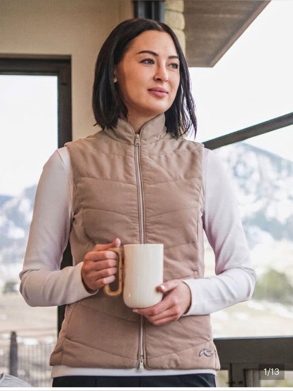 KJUS Women’s Size L Lightweight Maven Clay Zip-Front Quilted Outdoor Active Vest